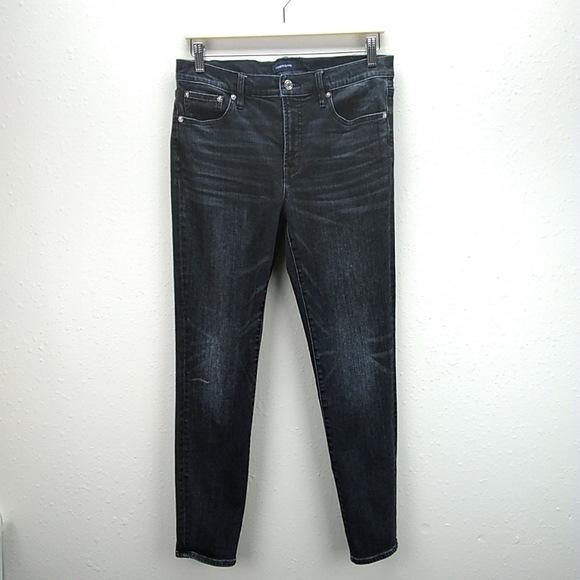 J Crew 9" high rise toothpick jeans washed black denim skinny jeans